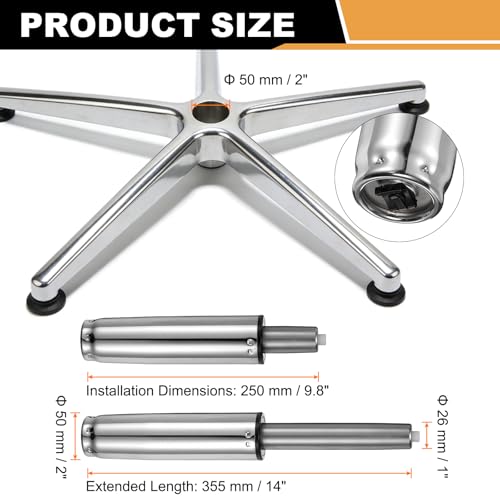 uxcell Office Chair Gas Cylinder, 14 Inch Class 3 Gas Cylinder Replacement Universal Hydraulic Pneumatic Lift Piston for Office Gaming Chair Desk Stools, Silver Tone - color: Silver Tone, size: 14 Inch