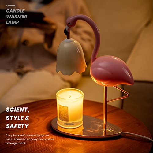CODOGOY Fragrance Candle Warmer Flamingo Lamp with Timer, Dimmable, Halogen, Polished, Pink, for Home Decor 6.69 x11 x15.35 in