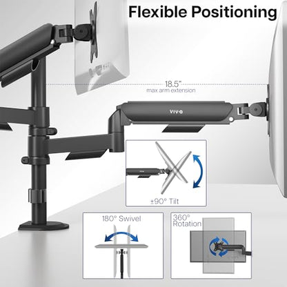 VIVO 17 to 32 inch Dual Mechanical Monitor Mount, 2 Tension Spring Arms, Adjustable Swivel, Rotation, Heavy Duty VESA Desk Stand with C-clamp, Grommet, Max VESA 100x100, Black, STAND-V002K - color: Black, size: Dual Mount