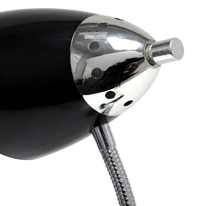 Simple Designs LD2001-BLK-LB 17.5" Flossy Flexible Gooseneck Clip Light Desk Lamp with LED Bulb, Black - color: Black