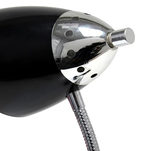 Simple Designs LD2001-BLK-LB 17.5" Flossy Flexible Gooseneck Clip Light Desk Lamp with LED Bulb, Black - color: Black