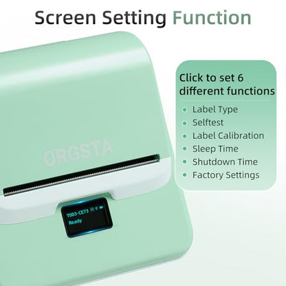 ORGSTA Label Maker Machine with Tape, Bluetooth Thermal Label Printer | Compatible with Phone & PC, Sticker Printer for Small Business, Home, School, Office, Thermal Barcode Printer - color: Green