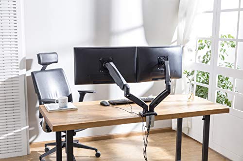 Rocelco Premium Double Monitor Desk Mount with USB 2.0 and Audio Port - Fits Dual 13" - 27" LED LCD Flat Screens - Pneumatic Full Motion Assist Adjustable Arm - Grommet and C Clamp - Black (R MA2) - style: 2 Monitor Gas Spring