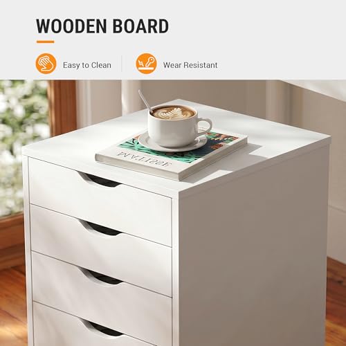 DEVAISE 5 Drawer File Cabinet, Wood Under Desk Drawers Chest White - color: White