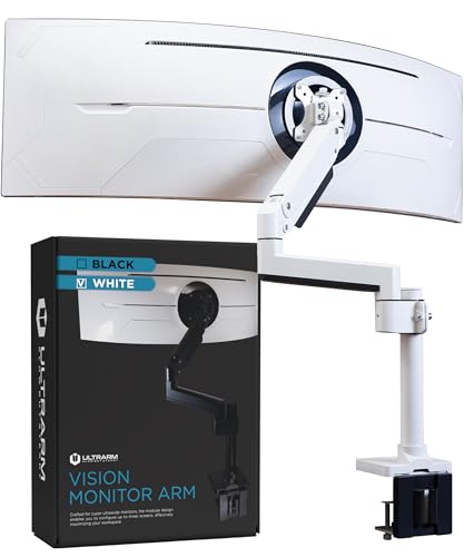 ULTRARM Heavy Duty Monitor Arm for Ultrawide Curved Monitors Modular Design - color: White, size: Single Monitor Arm