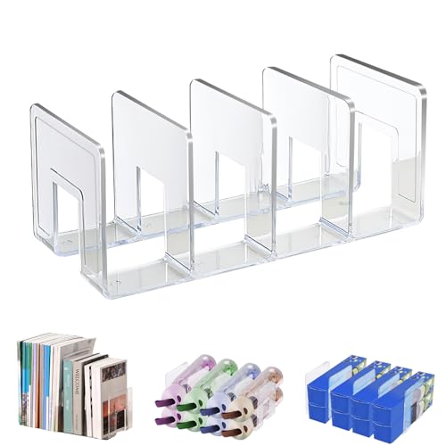 Marte Vanci Clear Acrylic File Sorter, Acrylic Purse Organizer, Sturdy Desk Magazine Holder Handbag Organizer Clutch Divider for Letter Office Supplies 4 Sections - size: 1 Pack