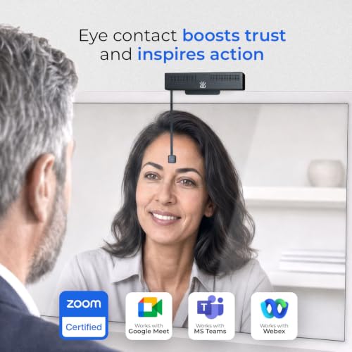 iContact Camera ProMini 4K Eye Contact Webcam for Laptops Under 20in | Ultra Compact, Eye Level Cam, Zoom Certified, Noise-Cancelling Mics, Privacy Power Cut, Free Desktop App