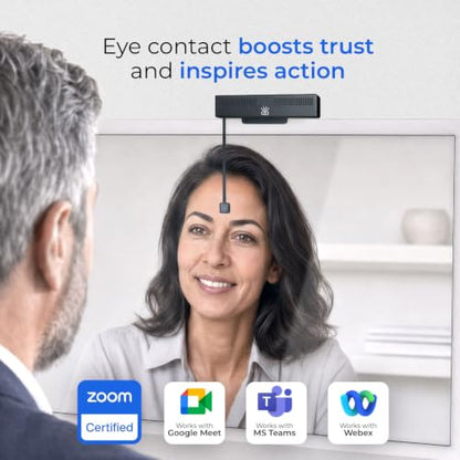 iContact Camera ProMini 4K Eye Contact Webcam for Laptops Under 20in | Ultra Compact, Eye Level Cam, Zoom Certified, Noise-Cancelling Mics, Privacy Power Cut, Free Desktop App