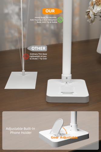 LED Desk Lamp for Home Office，42" Eye-CaringDesk Light with Remote，Adjustable Flexible Gooseneck，1800LM Ultra Bright Table Lamp with Base for Work，Reading, Study，Double Monitor（White） ﻿ - size: extra-Large