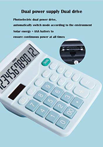 YOUHO Office Desk Calculator, 12-bit Solar Battery Dual Power Standard Function Electronic Calculator with Large LCD Display (1PACK，Blue) - color: 1PACK blue