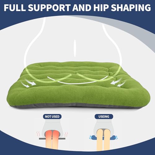 BUYUE Good Support Office Chair Cushion Padded, Soft Velvet Comfortable Non-Slip Seat Cushion for Computer Desk Kitchen Chair (1 Count, Green) - color: Green