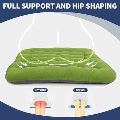 BUYUE Good Support Office Chair Cushion Padded, Soft Velvet Comfortable Non-Slip Seat Cushion for Computer Desk Kitchen Chair (1 Count, Green) - color: Green
