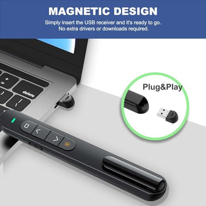 QUI 2 Pack Wireless Presenter Remote, USB, Black White | 2.4GHz RF Presentation Clicker with Hyperlink Volume Control, USB Presentation Remote for Mac, Laptop, Google Slides - color: Black White, style: USB