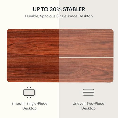 FLEXISPOT EN2 48"x30" Whole-Piece Standing Desk with Power Strip, Mahogany | Whole-Piece Desktop, Easy-Access Clamp Power Strip, Organized Cable Management, Modern Home Office Setup - color: Mahogany Top + White Frame, size: 48x30"