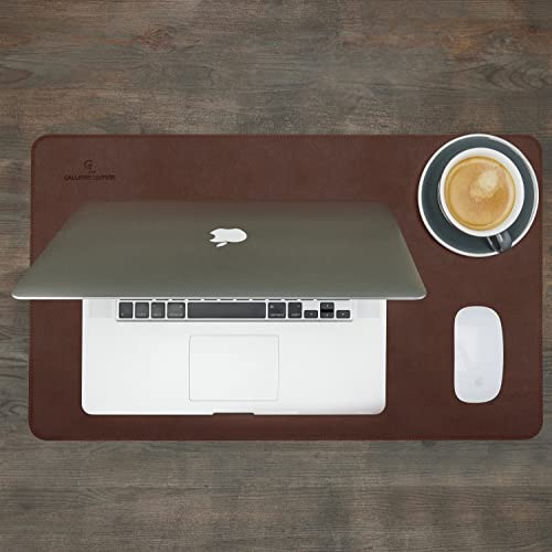 Gallaway Leather Desk Mat - Office Writing Desk Pad, Medium 24" x 14" Dark Brown, Gift Ready Elegant Computer Desk Cover Protector - color: Dark Brown, size: Medium