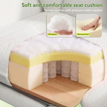 DurayLoly Big and Tall Office Chair with Footrest & Adjustable Armrests | 145° Reclining Backrest, Soft Teddy Fleece, Height Adjustable & 360° Swivel for Home Office, Bedroom, White - color: White