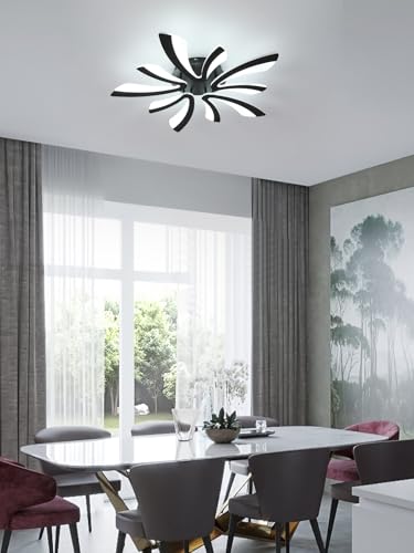 Goeco Modern Ceiling Light, 27.5'' Dimmable LED Black Acrylic V-Shaped Flush Mount Ceiling Lights, 3000K/4000K/6500K with Remote Control Ceiling Light Fixture for Living Room, Dining Room, Bedroom - color: Black V Shaped