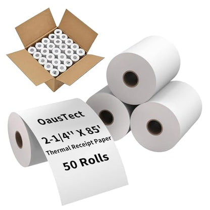 OausTect 2 1/4 x 85 Thermal Paper Rolls, Thermal Receipt Printer Paper for Credit Card Machine, Cash Register, POS (100 Rolls) - size: 2 1/4" x 85', style: 100 rolls