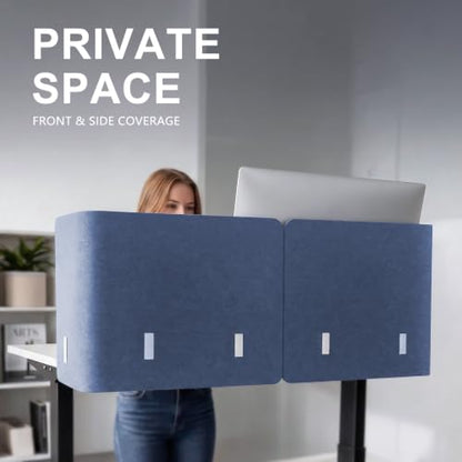 Desk Privacy Panel, 48" × 19" L-Shaped Cubicle Desk Divider, Blue - color: Navy Blue, size: 47.2" × 18.7"