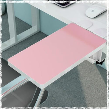 Foldable Clamp-On Desk Extender Tray with Wrist Rest - Ergonomic Keyboard Shelf for Computer Arm Support - color: Pink