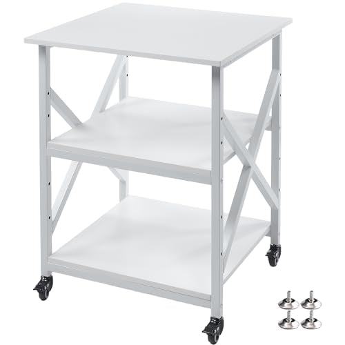 Fannova 3D Printer Stand 23.6"x23.6" with Height Adjustable Storage Shelf - color: White