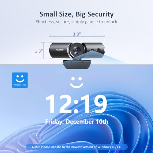 NexiGo HelloCam Pro, Webcam with Windows Hello, 1080P 60FPS Autofocus, True Privacy, Automatic Electronic Shutter, Computer Camera, Microphone, Facial Enhancement, HD USB Web Cam - color: Neo