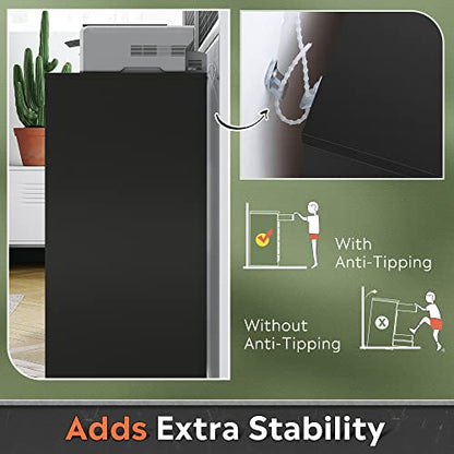 DEVAISE 7-Drawer Office File Cabinets, Mobile Craft Storage Cabinet, Black - color: Black, size: 15.7"D x 18.7"W x 34.5"H