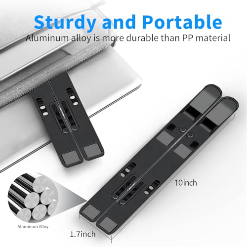 Leeboom Laptop Stand for Desk, Adjustable Foldable Aluminum Riser, Black - color: Black