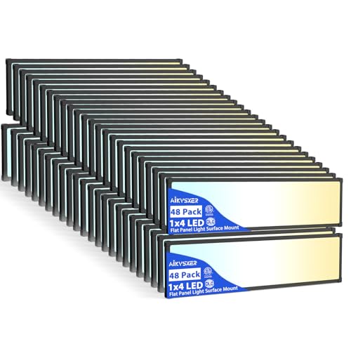 AIKVSXER 48Pack 1x4 LED Flat Panel Light, 6500LM Ultra-Bright, 30-50W Black - color: Black, size: 1x4ft-48P