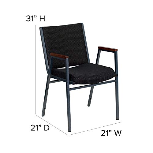 Flash Furniture 4 Pack HERCULES Series Heavy Duty Black Dot Fabric Stack Chair with Arms - color: Black Patterned Fabric, size: Set of 4