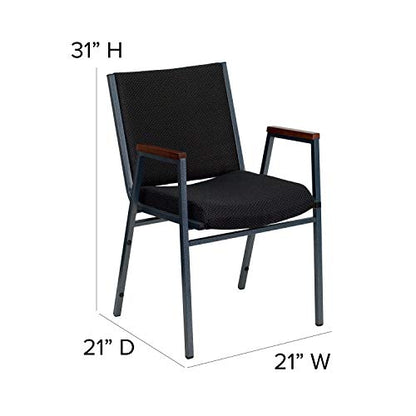 Flash Furniture 4 Pack HERCULES Series Heavy Duty Black Dot Fabric Stack Chair with Arms - color: Black Patterned Fabric, size: Set of 4