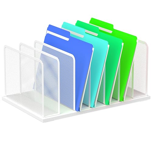 Kuntine.B 7-Section Upright Desk File Organizer White 1 Pack | Vertical, Mesh, Metal, Assembly, Stability, Sturdiness, Organization, Standing - color: White, size: 1 Pack 7-Section
