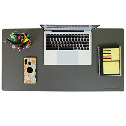 POCHAR Vegan Leather Desk Mat 31" x 16" - Desk Pad Protector for Desktop - color: Gray