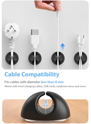 Shintop Cord Organizer, 18 Pack Black Charger Holder Cable Clips Wire Clips for Organizing Desk Nightstand Car Phone Charger - color: Black, size: Small (Pack of 3)