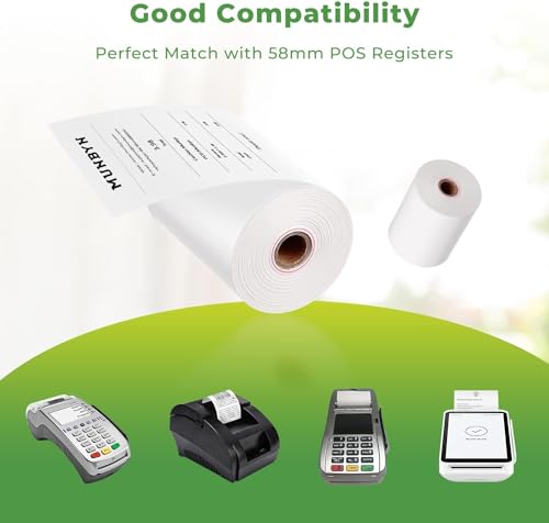 MUNBYN 2 1/4" X 85 ft Thermal Receipt Paper (50 Rolls) Cash Register Paper Rolls Fits for Most Credit Card Terminals, Verifone VX510 VX570 FD50 T4220, BPA Free - size: 2 1/4" x 85', style: 50 Rolls