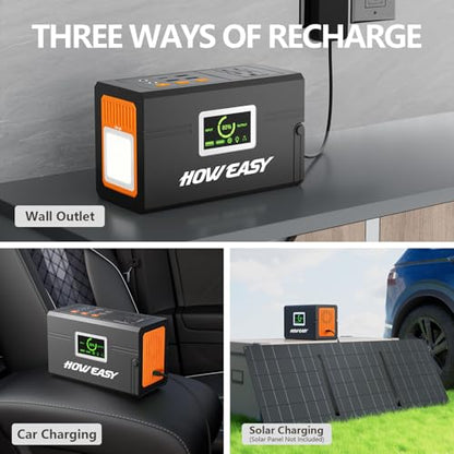 HOWEASY Portable Power Station 127W,Solar Generator(Solar Panel Optional) - color: dark gray