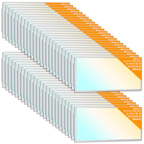 48 Pack 2x4 LED Flat Panel Lights with 5CCT Selectable, 9576LM, ETL | 72W/60W/50W/40W/30W,6500K/5000K/4000K/3500K/3000K,0-10V Dimmable, LED Drop Ceiling Fixtures for Office Meeting Classroom - size: 2x4FT 48PACK
