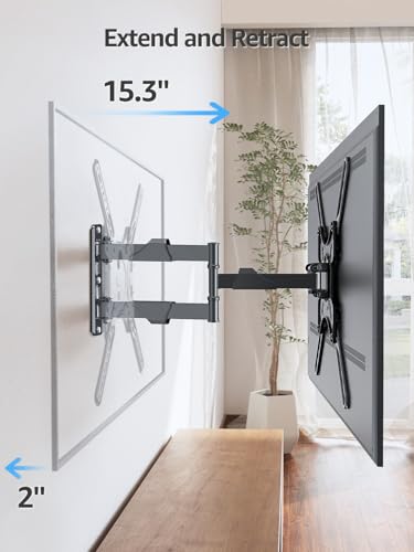 MOUNTUP Full Motion TV Wall Mount for Most 26-60 Inch TVs, Max VESA 400x400mm Wall Mount TV Bracket with Swivel Tilting Extension Level Adjustment for LED LCD Flat Curved TVs Up to 77 LBS, MU0018 - size: 26"-60" TV / Level Adjustment