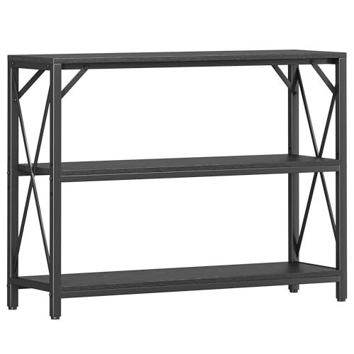 Homeiju Entry Table 40" Width, 3-Tier Entryway Table with Storage, Industrial Sofa Table with Open Shelves, Foyer Tables for Entryway, Hallway, Kitchen, Living Room and Bedroom, Black - color: Black, size: 40 inch