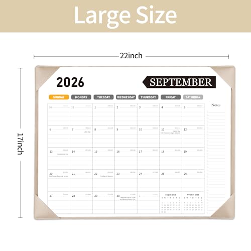 Desk Calendar 2026-2027, Large 22x17, Jun. 2026-Dec. 2027, Leather Back - color: Apricot