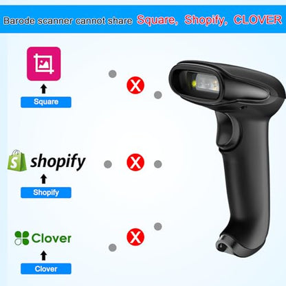 USB Wireless Barcode Scanner with Stand,Symcode Barcode Scanner Versatile 2-in-1 (2.4Ghz Wireless+USB 2.0 Wired) Rechargeable Cordless 1D Barcode Reader Handheld Bar Code Scanner