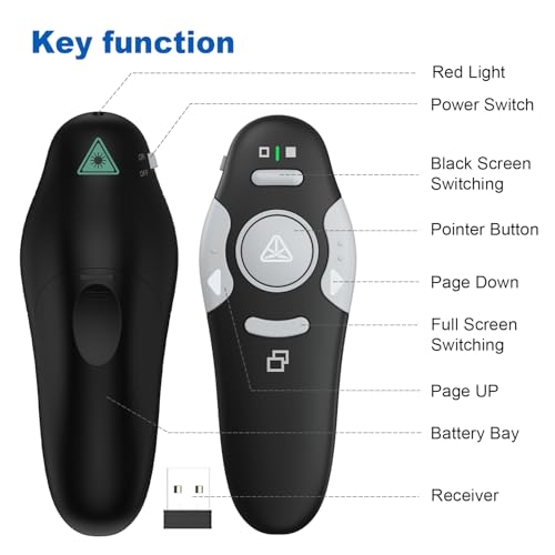 QUI 2 Pack Wireless Presentation Clicker Remote,USB Black Pink - color: Black Pink, style: USB
