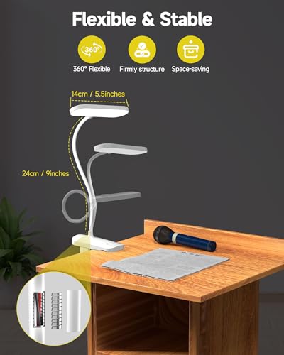 CUHIOY Rechargeable Clip on Light, Bed Headboard Reading Lamp, White - color: White