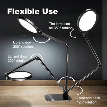 NS Pro LED Desk Lamp with Remote Control, Eye-Caring CRI95+ Dimmable Light, 3000K–6000K Adjustable CCT, Flexible Angle, Clamp or Base Mount, Memory Function Desk Lamp for Office, Reading & Video Calls - size: 1 PACK