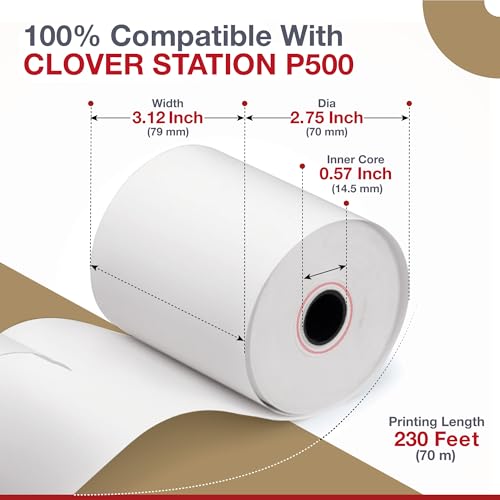 Thermal Paper for Clover Station P100, P500 & Clover Duo C505-10 Rolls - size: 10 Rolls, style: Clover Station