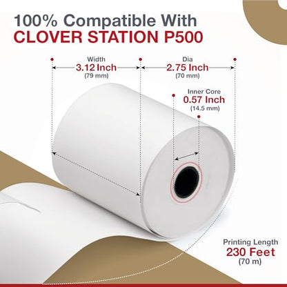 Thermal Paper for Clover Station P100, P500 & Clover Duo C505-50 Rolls - size: 50 Rolls, style: Clover Station