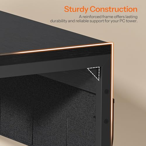 HOOBRO Computer Tower Stand with Charge Station and USB Port, 2-Tier PC CPU Holder Cart for Floor Carpet with Wheels, Adjustable Height, Rolling PC Printer Desktop Under Desk for Home Office,Black BB72UCJ01