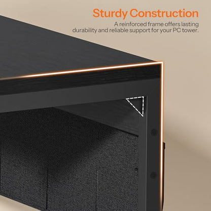 HOOBRO Computer Tower Stand with Charge Station and USB Port, 2-Tier PC CPU Holder Cart for Floor Carpet with Wheels, Adjustable Height, Rolling PC Printer Desktop Under Desk for Home Office,Black BB72UCJ01