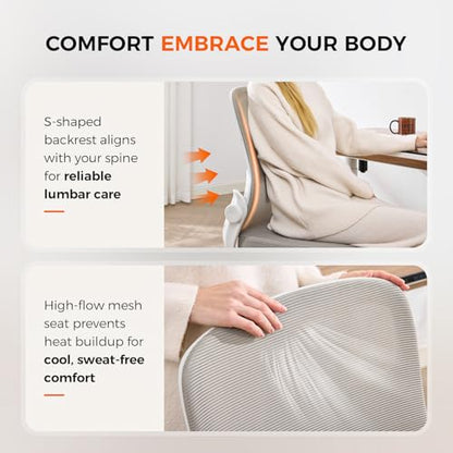 Armless Drafting Chair, Tall Office Chair for Standing Desks | A foot ring steadies legs through crafting and studio projects; breathable lumbar mesh and silent casters fit compact spaces. - color: Apricot-drafting