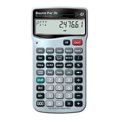 Calculated Industries 3415 Qualifier Plus IIIx Advanced Real Estate Mortgage Finance Calculator | Simple Operation | Buyer Pre-Qualifying | Solves Payments, Amortization, ARMs, Combos, FHA, VA, More | Advanced Mortgage Finance, Simple Operation, Buyer Pre